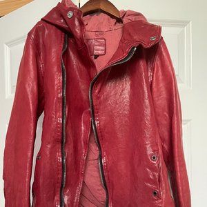 Red Isamu Katayama Backlash Leather Coat size S